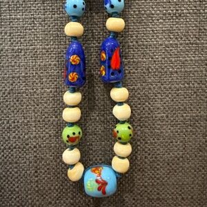 Two’s company Colorful Koi chunky long bead necklace